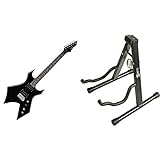 Rocktile Warhead E-Gitarre - Rocktile Heavy-Series - Korpus: Linde - 2 Humbucker Tonabnehmer & Rockjam Universal Tragbarer A-Frame-Gitarrenständer für Akustikgitarre, E-Gitarre & Bassgitarre