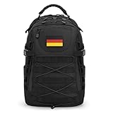 Jueachy 25L Militär Rucksack Herren: Ei-förmigen Taktischer Rucksack Schwarz Molle Gear mit Laptop für Wandern Arbeit Camping Reisen Schule