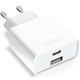 USB C Ladegerät, 20W 2Port USBC Netzteil Adapter Mehrfach für iPhone 16/16 Pro/16 Pro Max/16 Plus/15 14 13 12 11 Pro Max X XS, Samsung, Schnellladegerät Handy Stecker Charger Ladestecker Ladeadapter