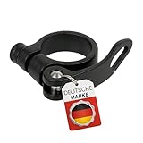 Liebdorf® Fahrrad Sattelklemme mit Schnellspanner - 31,8 und 34,9 Sattelstutzklemme aus Aluminium - Schwarz/Silber (Schwarz, 31.8mm)