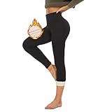 HLTPRO Thermo Leggings Damen Gefütterte Winter High Waist Thermohose Dicke Thermoleggings Warm Leggins für Outdoor Hause Schwarz M