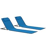 vidaXL 2X Strandmatte Klappbar Blau Sonnenliege Strandliege Gartenliege Liege