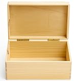 khevga Holzkiste mit Deckel 30x20x14 cm | Unlackierte Holzbox groß | Aufbewahrung & Erinnerungsbox für Spielzeug, Fotos & Dokumente