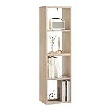 WOLTU Bücherregal mit 4 Ebenen, Würfelregal Standregal, offenes Regal, Aufbewahrungsregal für Wohnzimmer Arbeitszimmer Kinderzimmer Büro, modern, 30x106,5x23,5 cm, helle Eiche, SK051hei