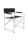 Mountain Warehouse Leichter Regiestuhl - Klappbar, Leichter Lehnstuhl, Aluminiumrahmen, kompakter Lesehocker - Für Abendessen im Sommer, Camping, Garten, Picknick Schwarz Einheitsgröße