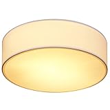 MONZANA® Deckenlampe Stoff Wohnzimmer Schlafzimmer E27 Weiß 38cm Rund 2-Flammig 40W Lampe Flur Küche Deckenstrahler Deckenleuchte Stoffdeckenlampe