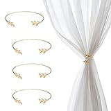 ZAYIO 4 Stück Goldene Blatt Vorhang Raffhalter für Vorhänge, Elegante Raffhalter für Gardinen, Stilvolle Gardinen Raffhalter und Vorhanghalter zur Dekoration von Wohnräumen, Schlafzimmer oder Büro