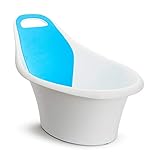 Munchkin Sit and Soak Baby Bath Tub with Built-In Support Bump and Padded Foam Back Rest, Bonus Pull-Tab Drain and Storage Hook, 0-12 Months, White