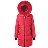 Lovraj Wintermantel Damen Elegant Lang Daunenjacke mit Kapuze Warm Steppmantel Verdicken Daunenmantel Thermal Winterjacke Lang Winter Steppjacke Long Puffer Jacket Women Mantel mit Reißverschluss
