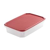 TATAY Frischhaltedose, Airtight, 2.1L von Kapazität, flexible Druckdeckel, BPA frei, Geeignet Mikrowelle und Geschirrspüler, Preiselbeerrote. Maße: 28,5 x 18,5 x 6 cm