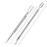 BEZOX 2 PCS Nagelhautschieber, 2 in 1 Profi Nagelschieber Spatel Pusher - Edelstahl Metallspatel Cuticle Pusher für Maniküre, Pediküre