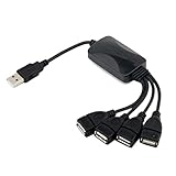 Agwuoetr 1 Stecker auf 4 Buchse USB 2.0 Verlängerung Datenkabel Netzteil Steckdose Konverter Hub USB Computer Separator