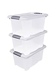 Kunststoff Stapelbox mit Deckel 40 x 30 cm - 3er Set/jeweils 14 Liter - Aufbewahrungsbox mit Griff - Spielzeugkiste Lagerbox Multibox Allzweckbox Storage Box Universal Kiste