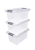 Kunststoff Stapelbox mit Deckel 40 x 30 cm - 3er Set/jeweils 14 Liter - Aufbewahrungsbox mit Griff - Spielzeugkiste Lagerbox Multibox Allzweckbox Storage Box Universal Kiste