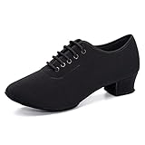 AOQUNFS Damen Tanzschuhe Latein Geschlossene Schnürung Salsa Tango Bachata Moderne Jazz Ballsaal Leistung Trainingsschuhe,3.5cm-2MD-Schwarz,EU41