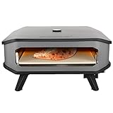 cozze, Millarco Cozze® 90347 XXL 17 Gas Pizza Ofen mit Thermometer mobiler Pizzaofen Pizzastein Gasgrill bis 400°Grad regelbar mit 42,50 x42,50 cm Pizzastein tragbar Terrasse Balkon Garten 8kW, Black