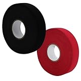 Pizsieat 2 Roll Hockey Tape Rutschfestes Schlägertape Eishockey Tape 2,5cm*25m Griffband Hockeyschläger Tape Anti-Rutsch für Tennis Squashschläger Badmintongriff Springseil Angelrute (Schwarz, Rot)