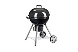 LANDMANN Holzkohle-Kugelgrill Kepler 400-inkl. 2 Kohleteiler | Mit Temperaturanzeige im Deckel | Gusseiserner emaillierter Grillrost Ø 55 cm [Schwarz]