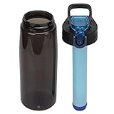 Qukaim Survival Wasserflasche Wasserfilterflasche, Mehrschichtiger Filterstab, Staubdichte Auslaufsichere Outdoor-Sport-Trinkflasche für direktes Trinken und Reisen, 500ml Kapazität