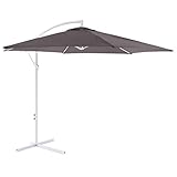 Nexos Trading Ampelschirm Ø 2,9m Sonnenschirm hängend mit Kurbel UV Schutz Stahl 6 Rippen Gestell Gartenschirm Marktschirm Schirmstoff anthrazit wasserabweisend
