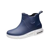 Gummistiefel für Herren, kurze Chelsea-Stiefel, wasserdicht, Luftpolster, Outdoor-Regenstiefel, Schlupfschuhe, Wasserschuhe, Stiefeletten, Wandern, Trekking-Schuhe, einfaches An- und Ausziehen, blau,