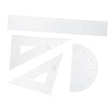 CLISPEED Lineal Set Kunststoff Winkelmesser Zeichensatz Tragbares Mathe Zeichenwerkzeug für Schule Büro Zuhause Transparent Blau