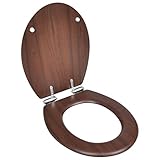 Toilettensitz aus Holz, Traditioneller Stil, Absenkautomatik, Universalgröße, mit Verstellbaren Scharnieren und Deckel, Badezimmer-Toilettensitz aus MDF-Holz mit Absenkautomatik,