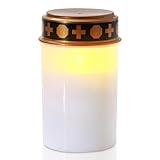 Homemory LED Grabkerze, 7cm x 12,5 cm, weiß IP44 Wasserdichtes Outdoor Flammenloses Kerzenlicht, Grablicht mit Timer, Batteriebetriebene Grabkerze, Friedhofskerze Grablaterne