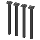Element System 4 Stück Stahlrohrfüße eckig, Tischbeine, Möbelfüße inklusive Anschraubplatte, 40 cm, 10 Abmessungen, schwarz, 4 farben, 18133-00302