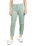 DENIMFY Damen Cord Hose DFLisa Mom Fit High Waist Cordhose Freizeithose Pants Basic Reißverschluss Stretch Baumwolle Einfarbig Grün L, Größe:L, Farben:Jadeite Green (52202)