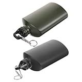 VICASKY 2Stücke Tragbare Aluminium Wasserflasche mit Haken Flache und Leichte Trinkflasche für Outdoor Wandern Camping Robust und Langlebig