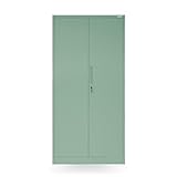 Domator Metallschrank 185 x 90 x 45 cm | Aktenschrank Abschließbar mit Kleiderstange, Pulverbeschichtung | Aufbewahrungsschrank Umkleideschrank Spind Kleiderstange | Pastellgrün