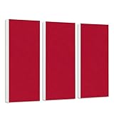 platino24 Akustipaneele 3 Elemente Colore Rechteck 825 x 275 x 50 mm Bordeaux I Schallabsorber aus Basotect ® G+ mit Akustikfilz I Schalldämmung Wand & Decke I Akustikelement Wandpaneel