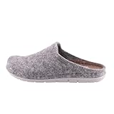 Shepherd of Sweden - Annsofie Wollhausschuhe - Damen - 100% Wolle - Schlupfmodell - Pantoffeln - Gummisohle - Memory Foam - Grey - Größe 36