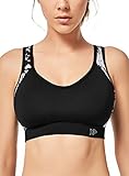 Yvette Damen Sport BH Starker Halt Große Größen Gekreuzt Rücken Bügellos für Laufen Joggen Yoga Fitness, Schwarz, Gr.- 85C