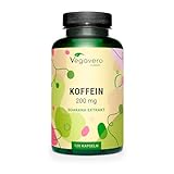 Koffein Kapseln Vegavero® | 200 mg natürliches Koffein | aus GUARANA Extrakt | Laborgeprüft & Vegan | Hochdosiert | Ohne Füll- und Zusatzstoffe | Deutsche Produktion