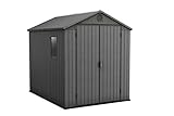 Keter Gerätehaus Darwin 6x8, Grau, Außenmaße 190x244x221cm, wartungsfrei, wetterfest, wasserdicht, mit Unterboden