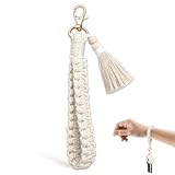 Cozevdnt Makramee-Armband-Schlüsselanhänger, Boho Geflochtener Schlüsselanhänger, Handgewebt Damen-Schlüsselanhänger, Handgelenk-Lanyard für Schlüssel, Auto Schlüsselanhänger für Damen
