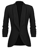 UNibelle Blazer Damen Elegant Sportlich Longblazer Business Sakko 3/4 Ärmel lang Jacke Festlich Slim Fit Sommer, Schwarz, L