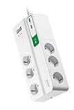 APC Surge Protector - PM6U-GR - Steckdosenleiste mit Überspannungsschutz (6-fach Stecker Schuko, schaltbar, 2 USB-Ladeausgänge - Farbe: weiß)