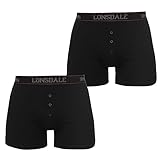 Lonsdale Herren Boxer Shorts Unterhose Unterwaesche 2 Paar Baumwollmischung Schwarz Extra LGE