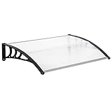 Bonnlo Vordach für Haustür 120×80cm,Transparent Polycarbonat Pultvordach,5mm Überdachung für Sonnenschutz Regenschutz UV-Schutz, Aluminium Türdach für Terrasse Garten Garage(Schwarz)