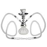 HIBRON Reise Shisha Klein Wasserpfeife 2 Schläuche, 25 cm weiß