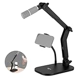 NEEWER Microphone Stand, Tisch Mikrofonständer mit Handyhalterung flexiblem Arm, verstellbare Mikrofon Halterung mit 1/4' auf 5/8' Schraubadapter kompatibel mit Blue Yeti Razer Seiren Mini, max. 1,5kg