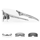 SCVCN Fahrradbrille Selbsttönend für Damen Herren, Photochrome Radsportbrille Sonnenbrille mit UV400 Schutz Randlose Transprante Gläser für Outdoorsports