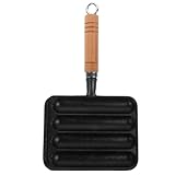 MOLUCKFU Gusseisen Grillpfanne für Gasherd Antihaft Wurstgrillplatte mit Fettabsorption Bruchfest und Wiederverwendbar für Hotdog und Beikostzubereitung