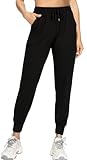 EUHOM Jogginghose Damen Sporthose Lang High Waist Sweathose Freizeithosen mit Taschen Kordelzug Trainingshose Yoga Hosen Lounge Pants Damen Jogger(Schwarz, S)