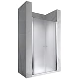 i-flair Duschtür LIMA mit Pendeltüren, 85x195 cm Verstellbereich von 84-88 cm Höhe: 195 cm Nischentür Duschabtrennung aus satiniertem 6mm NANO ESG Sicherheitsglas - DTF 195