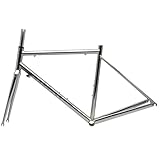DHNCBGFZ 47/50/53 cm Cr-Mo Stahlrahmen 700C Rennradrahmenset C-Bremse 100/120 Mm Schnellspanner Fahrradrahmen Mit Carbongabel(Chrome,50cm)