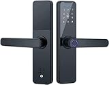 Biometrisches Fingerabdruck-Türschloss für Holztüren, Bluetooth elektronisch, kompatibel mit Tuya Smart Lock für Fernbedienung, schlüssellose Entriegelungssteuerung Schwarz,22X160(50 50)